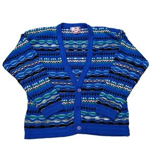 Concrete Mix Multi Colored Grandpa Sweater Cardigan Men’s Sz M